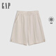 GAP男裝夏季款logo立體車(chē)縫線(xiàn)松緊腰涼感寬松短褲727073 米色 S (165/76A) 亞洲尺碼