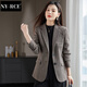 NY-RCE格子小西裝外套女修身2025新款春秋休閑氣質(zhì)女神范女士西服 咖啡色 L
