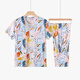 小蛙溪谷（XIAOWAXIGU）夏季中老年家居服開衫套裝短袖媽媽睡衣女老年人大碼純棉t恤睡衣 繽紛世界套裝家居服 XL 110-130斤