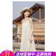 歐貝汐白色吊帶連衣裙女夏季2025新款初戀仙女裙遮肚子海邊度假沙灘裙子 圖片色 S