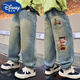 迪士尼（Disney）哪吒男童牛仔褲春秋款2025新款男孩洋氣兒童中大童休閑寬松褲子潮 藍色 哪吒牛仔褲 120