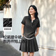 森馬（Semir）套裝女短款假兩件上衣松緊腰傘裙2025夏季時(shí)尚兩件套107425117002