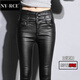 NY-RCE亞光皮褲女冬新款外穿高腰加絨顯瘦緊身黑色打底褲 9312絨 加厚 2XL