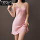 莫代爾2026年新款夏季性感睡衣女冰絲吊帶薄款欲風(fēng)仿絲綢春秋季睡裙套裝 ALT-OD8600 豆沙粉單裙 L 建議【95-110斤】