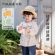 幼歌（YOUGE）【juju的花園】嬰幼兒小兔印花花邊娃娃領(lǐng)波點(diǎn)活力襯衫 米色波點(diǎn) 襯衫 90 cm