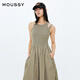 moussy 2025春季新品輕戶(hù)外風(fēng)三色褶皺大口袋連衣裙028ISZ30-0321 150軍綠色 均碼