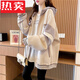 蕉京春秋款連帽拉鏈棒球服外套女寬松設計感小眾今年流行漂亮上衣開(kāi)衫 840杏色(春秋款) L 適合(110-130斤)