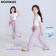 moonkids女童夏季套裝冰絲休閑褲子2025夏裝新款兒童短袖長(zhǎng)褲兩件套中大童 兩件套 18955短袖+15088闊腿褲 120 cm