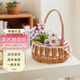 呂姆克草編花盆編織花籃鮮花假花仿真花插花手提藤編手工雞蛋花籃1600