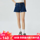 哥弟真的好（GIRDEAR）女裝字母印花高腰純棉牛仔休閑短褲女A100228 深藍 M (3碼)