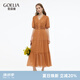 歌莉婭連衣裙女夏季穿搭2025新款法式純棉蕾絲繡花裙子1E5C4K670 66Y橙駝 L