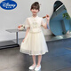 迪士尼（Disney）女童夏季連衣裙古風(fēng)夏裝洋氣時(shí)尚公主裙中國風(fēng)純色新中式漢服紗裙 米白色 140 建議身高125-135厘米
