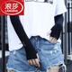 浪莎冰袖夏季防曬袖套防紫外線長(zhǎng)款男女通用開(kāi)車護(hù)手臂套指半截袖騎行 套指款黑色2雙