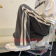 魯賓克燈芯絨褲子男春秋季寬松直筒青少年休閑褲側(cè)邊條紋垂感闊腿長(zhǎng)褲男 灰色(常規(guī)) 2XL (建議體重140-148斤)
