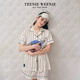 Teenie Weenie小熊睡衣女士2025夏季高級感冰絲涼感條紋刺繡短袖家居服 橄欖球隊|短袖短褲|英倫白條紋 L