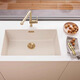 鉑浪高德國B(niǎo)LANCO鉑浪高700U石英石廚房S7水槽洗菜池大單槽米亞白火巖灰 水槽+金色龍頭（含金色提籃）