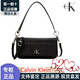 Calvin Klein小眾單肩包荔枝紋包包金屬搭扣鏈條翻蓋ck女包單肩包斜挎包手提包 DH3458-001黑色法棍包