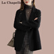 拉夏貝爾（La Chapelle）高端毛呢外套女短款小個(gè)子2025秋冬季新款洋氣百搭顯瘦春秋大衣潮 黑色 L [115-130斤]