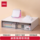 得力一層兩格桌面收納盒 抽屜式辦公室書桌用品文具文件分類多層儲物盒子 防塵整理盒 白色PK105