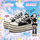 OLD ORDER-帆布鞋Canvas-黑白格調(diào) Black White 黑色厚底增高鞋女 經(jīng)典黑 41