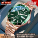 I&W CARNIVAL HWGUOJI瑞士品牌IW手表男機械表100米防水強夜光機械手表緑水鬼系列腕表 愛沃馳玫綠鋼帶/百米防水/進口機芯 升級加強版