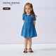 Teenie Weenie Kids【涼感】小熊童裝25年款女寶寶防曬牛仔裙 中藍色 100 cm