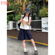 FSHE日系休閑松緊短裙半身裙女2025春夏季新款百搭顯瘦寬松休閑運(yùn)動裙 藏青短款 L
