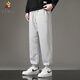 稻草人休閑褲男新款春秋束腳運動(dòng)衛褲男士潮流大碼運動(dòng)百搭寬松直筒褲男 灰色束腳 L