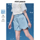 MiniPeace太平鳥童裝夏新女童牛仔中短褲FBHBF2329 淡色牛仔藍 150cm