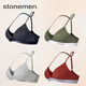 STONEMEN潮牌性感女士?jì)纫卤】罘ㄊ饺潜男厥孢m透氣無(wú)鋼圈純棉美背胸罩 灰色 M （適合70CD,75AB)