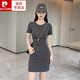 皮爾卡丹（pierre cardin）純棉短袖t恤連衣裙女夏2025新款氣質(zhì)短裙修身收腰包臀裙緊身裙子 灰色 商場品質(zhì) XL 170/92A 建議115-125 斤