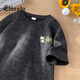 Cebrodz法國 短袖T恤男花卉刺繡美式短袖男夏季體恤衫設(shè)計(jì)感寬松半袖 黑色 XL