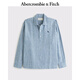 ABERCROMBIE & FITCH男裝25春夏百搭經(jīng)典小麋鹿老錢風(fēng)亞麻混紡長袖襯衫KI125-5180 藍色 M (180/100A)