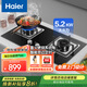 海爾（Haier）燃氣灶家用節能雙灶臺式嵌入式熄火保護防干燒猛火定時(shí)天然氣液化氣煤氣灶【官倉直發(fā)】 I款-5.2KW猛火定時(shí)灶BE51天然氣