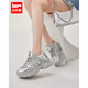 IEF/愛(ài)依服老爹鞋2025春季新款美式休閑運動(dòng)風(fēng)百搭低幫厚底運動(dòng)鞋 銀 38 (240mm)