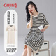 古今（GUJIN）春夏新品純棉睡裙女家居服帶胸墊可外穿休閑大碼千鳥(niǎo)格睡衣L