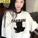 羽雅曼短袖t恤女新款潮流夏季衣服女裝純棉寬松半袖高顏值上衣長款遮臀 黑貓印花短袖【米灰色】 XL 【建議150內(nèi)】