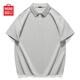 名創(chuàng)優(yōu)品（MINISO）2025夏季新款重磅華夫格翻領(lǐng)polo衫簡(jiǎn)約純色短袖t恤男 淺灰 XL