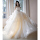 勤馳新品抹胸輕婚紗禮服裙25新款新娘小個(gè)子高級(jí)質(zhì)感大拖尾簡(jiǎn)約 白色齊地婚紗 M 均碼