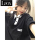 LPOX短袖女夏季2025新款Polo領(lǐng)短袖t恤女寬松百搭學(xué)院風(fēng)半袖上衣女 黑色 M _86-105斤