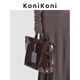 KONIKONI女士手提包真皮單肩斜挎大包大容量托特包女2026新款通勤小眾輕奢 咖啡色