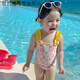 賢哲逸寶寶泳衣ins新款嬰兒泳衣套裝1到2歲女童超萌碎花游泳裝度假速干3 黃色吊帶泳衣(沒(méi)有帽子) 90 身高80左右身高