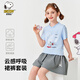 史努比（SNOOPY）童裝女童套裝兒童短袖A版短褲兩件套夏季薄款 梭織裙褲套裝藍色