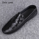DICK LANE 迪克.雷恩品牌豆豆鞋男新款2025素面男士一腳蹬懶人休閑駕車(chē)鞋百搭樂(lè )福男鞋 黑色 42
