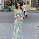 舒芳蝶（shufangdie）甜美小飛袖碎花裙溫柔風(fēng)連衣裙女夏季小眾氣質(zhì)修身荷葉邊a字長(zhǎng)裙 圖片色 M 45/55kg
