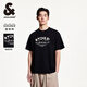 杰克·瓊斯（JACK&JONES）25年衣服男裝純棉短袖t恤男士春夏季寬松潮流字母高端白色半袖 E40黑色 常規(guī) L
