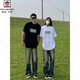 AEMAPE情侶裝夏季情侶衣服2025新款夏天港風(fēng)潮流純棉短袖t恤 白色+黑色 均碼 男XL+女L