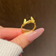 QMXD爆閃金色雙生蝴蝶戒指女士法式復古精致仿沙金輕奢超好看的食指戒 立體蝴蝶戒指單只