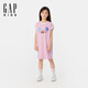 Gap【大小童同款】女童2025夏季新款logo珠地連衣裙兒童裝782715 粉色 150 cm(12-13歲)亞洲尺碼