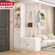 傲墨軒歐式實(shí)木鞋柜進(jìn)門(mén)入戶(hù)隔斷屏風(fēng)玄關(guān)柜家用客廳鞋柜掛衣架一體靠墻 實(shí)木奶油白+單門(mén)+長(cháng)100 右換鞋凳